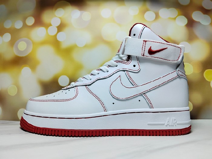 Men's Air Force 1 High Top White/Red Shoes 0224